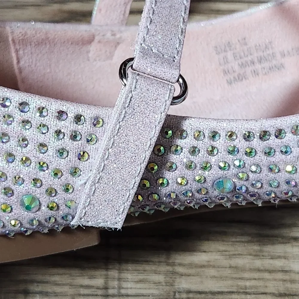 Kelly & Katie Lil Elle Flat -- Girls' Size 12 -- Rhinestones -- Blush Sparkle